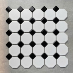GẠCH MOSAIC LỤC GIÁC TRẮNG ĐEN YH054