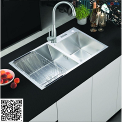 CHẬU ĐÚC 2 HỐ LỆCH DƯƠNG BÀN INOX 304 -B018245