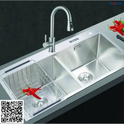 CHẬU ĐÚC 2 HỐ CÂN DƯƠNG BÀN INOX 304 - BC8245