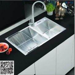 CHẬU ĐÚC 2 HỐ LỆCH DƯƠNG BÀN INOX 201 - B2018245